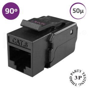 Keystone datos Cat6 UTP 90º 50µ" HQ negro 110, TK-5LM sin herramienta