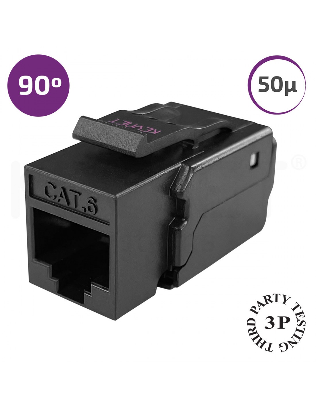 Keystone datos Cat6 UTP 90º 50µ" HQ negro 110, TK-5LM sin herramienta