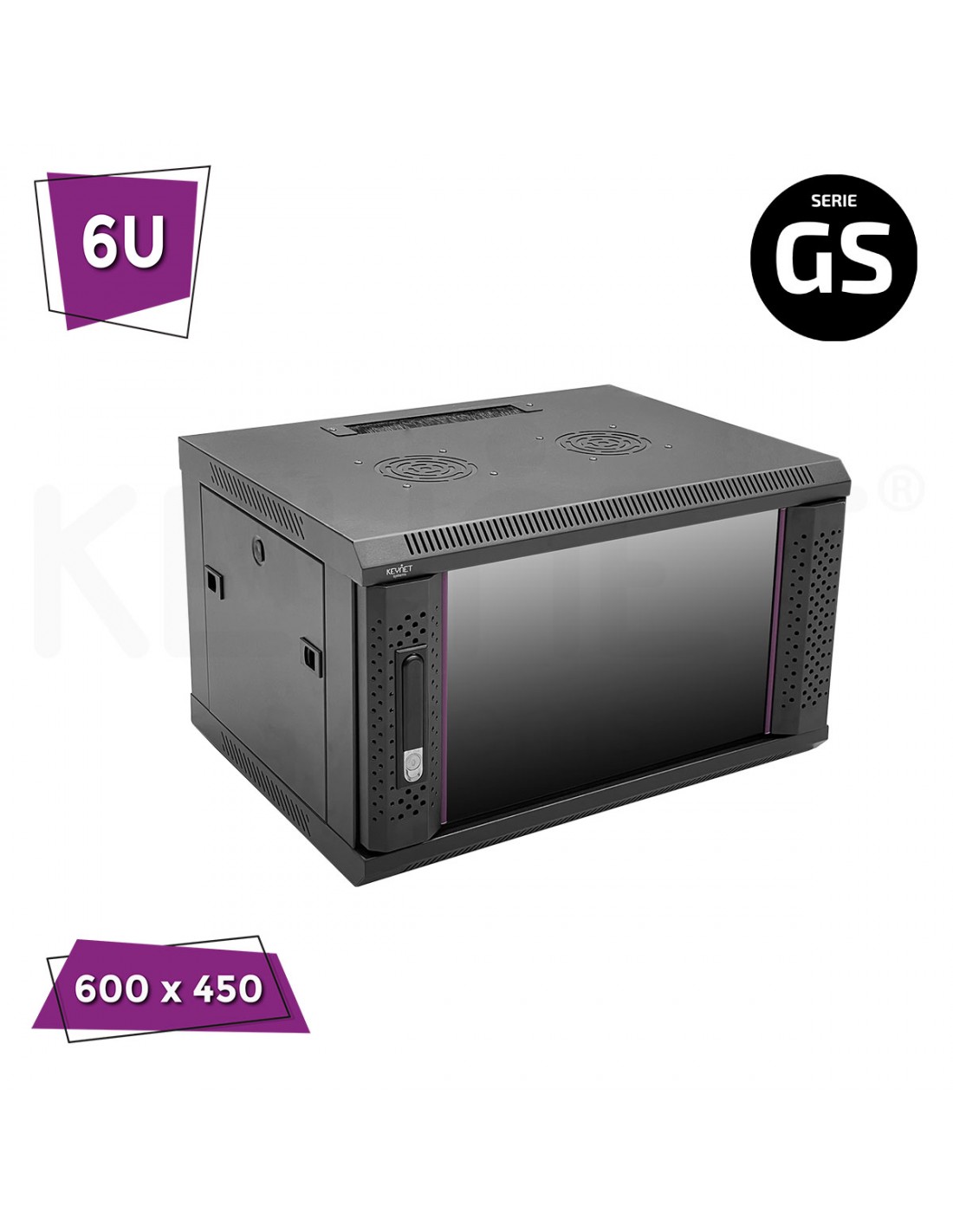 Armario rack GS a pared 6U 19" puerta de cristal